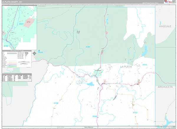 La Plata County, CO Zip Code Map